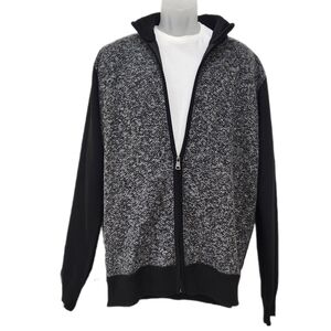 Effect Knit Zip Cardigan, Black Gray,Mens Medium ( listing as)